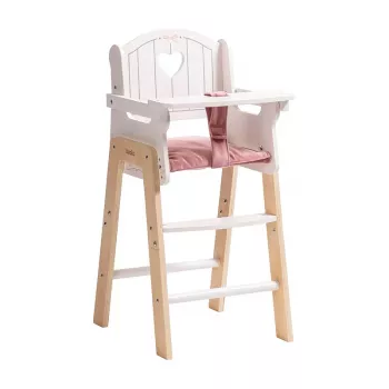 Wooden Doll High Chair: Cushions + Movable Tray (18–20")